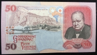 A SUPERB & SCARCE GOVERNMENT OF GIBRALTAR £50 (Winston Churchill & Spitfires) NOTE. AA050404. A Deceptively Scarce Note in This Level of Preservation. GEM UNCIRCULATED