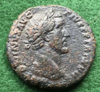 ANTONINUS PIUS (138-161 AD) A VERY RARE & MUCH SOUGHT AFTER “BRITANNIA” AS of 145 AD. (COS IIII).“Britannia seated left on rocks with oval shield & spear” VF for issue with FULL FLAN & FULL LEGEND.