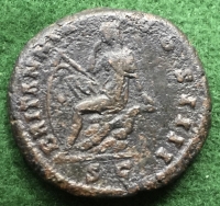 ANTONINUS PIUS (138-161 AD) A VERY RARE & MUCH SOUGHT AFTER “BRITANNIA” AS of 145 AD. (COS IIII).“Britannia seated left on rocks with oval shield & spear” VF for issue with FULL FLAN & FULL LEGEND.
