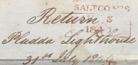 A VERY IMPORTANT PENNY BLACK (Pl.1a) on ENTIRE. Posted 3rd AUG1840,SALTCOATS, SCOTLAND.To: “ROBERT STEVENSON ESQ” Engineers,Northern Lighthouses, Edinburgh.(Grandfather of Robert Louis Stevenson)