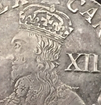 A VERY HIGH GRADE CHARLES 1st SHILLING (mm. CROWN) 1635-1636. EF With an exceptionally good and central strike and excellent portrait of The King.