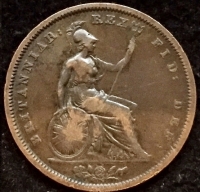 AN EXCESSIVELY RARE GEORGE IV “1827” PENNY. CLASSIC RARITY OF THE COPPER SERIES. ENTIRE ISSUE SHIPPED TO THE CONVICT COLONIES OF AUSTRALIA AT BOTANY BAY (Sydney) & SWAN RIVER (Perth)