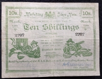 THE SIEGE OF MAFEKING (MARCH 1901) 
THREE SCARCE & HISTORIC 10/- SHILLING “SIEGE NOTES” From The Boer War. EMERGENCY MONEY  Authorised by Lord Baden Powell the Founder of the Boy Scout Movement.