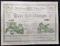 THE SIEGE OF MAFEKING (MARCH 1901) 
THREE SCARCE & HISTORIC 10/- SHILLING “SIEGE NOTES” From The Boer War. EMERGENCY MONEY  Authorised by Lord Baden Powell the Founder of the Boy Scout Movement.