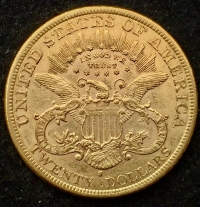 An Attractive & Early UNITED STATES of AMERICA  1877 “S” $20 “Double Eagle” (San Francisco Mint) Weight 33.436 gms .900 Gold & Containing .9675 Pure Gold.
