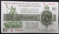 An Exceptionally Good “Warren-Fisher” (3rd Issue) Last Series W 
10/- Ten Shilling Note. UNITED KINGDOM of GREAT BRITAIN and NORTHERN IRELAND. (W44 909344) Type.T.33