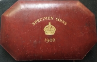 A Truly Outstanding Edward VII 1902 “Matt Proof Set” Coronation 1902. Housed in its original Red Leather, White Silk & Royal Blue Velvet case. Totally FDC and as issued.