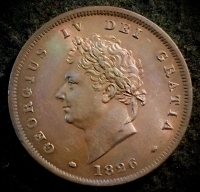 AN EXCEPTIONAL GEORGE IV COPPER PENNY of 1826.
Fully Mint State (MS66 RB)  S.3823.  A Magnificent Coin.