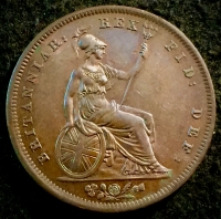 AN EXCEPTIONAL GEORGE IV COPPER PENNY of 1826.
Fully Mint State (MS66 RB)  S.3823.  A Magnificent Coin.