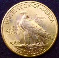 A Scarce and Attractive  UNITED STATES of AMERICA 1932 “INDIAN” $10 Gold “Eagle”. Weight 16.718 gms & Containing .48375 Ounce Pure Gold.