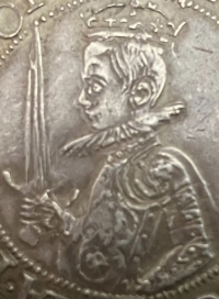 A Magnificent & Totally Outstanding JAMES VI of Scotland, “THIRTY SHILLINGS” of 1583.  Half-Length figure, left, of the young James in Armour and Holding Sword in right hand.